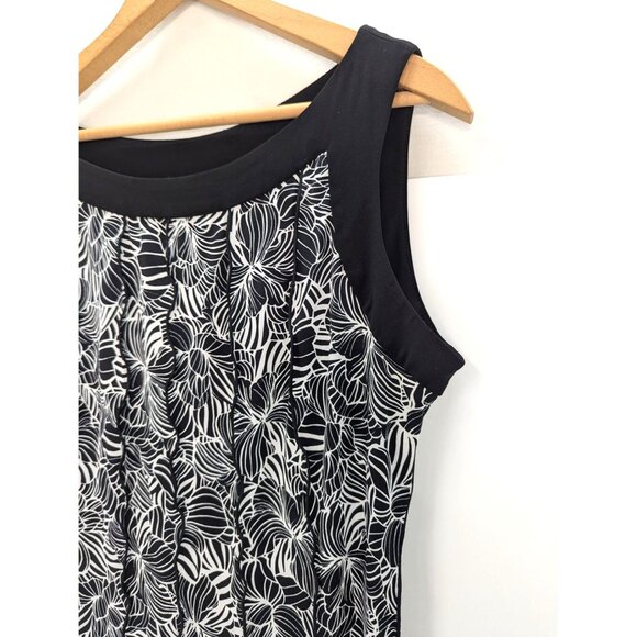 Perceptions New York Women Black and White Floral Design Sleeveless Dress Sz 12 - Picture 3 of 9